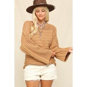 Kyemi OPEN WEAVE DETAIL RIBBED SWEATER